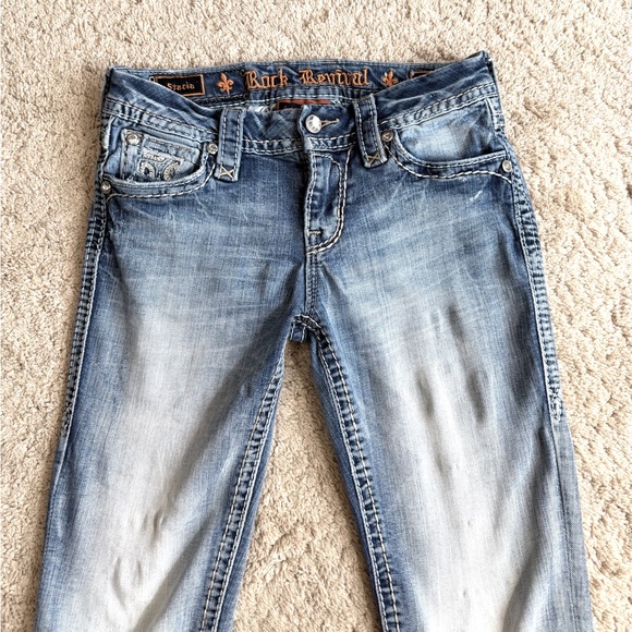 Rock Revival Jeans Womens Size 25 Skinny Stacia Rhinestone Thick Stitch denim - Picture 9 of 11